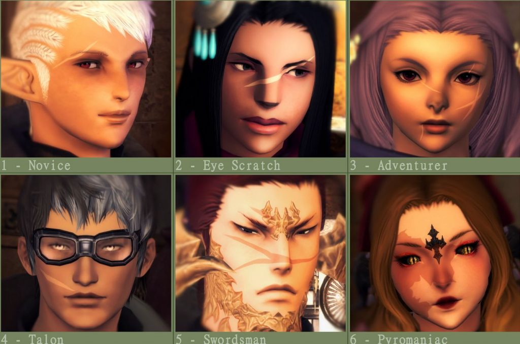 Simple Scars - 6 Face Paints - ff14 Mods